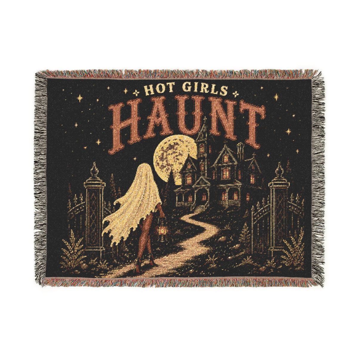 Hot Girls Haunt Woven Throw Blanket – Bronze