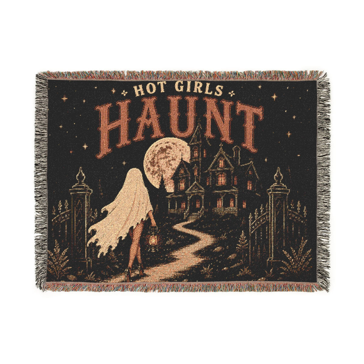 Hot Girls Haunt Woven Throw Blanket – Golden