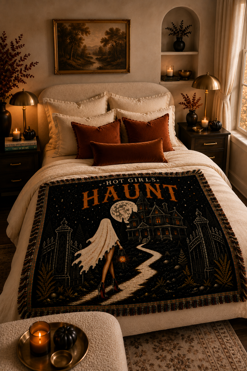 Hot Girls Haunt Woven Throw Blanket – Golden