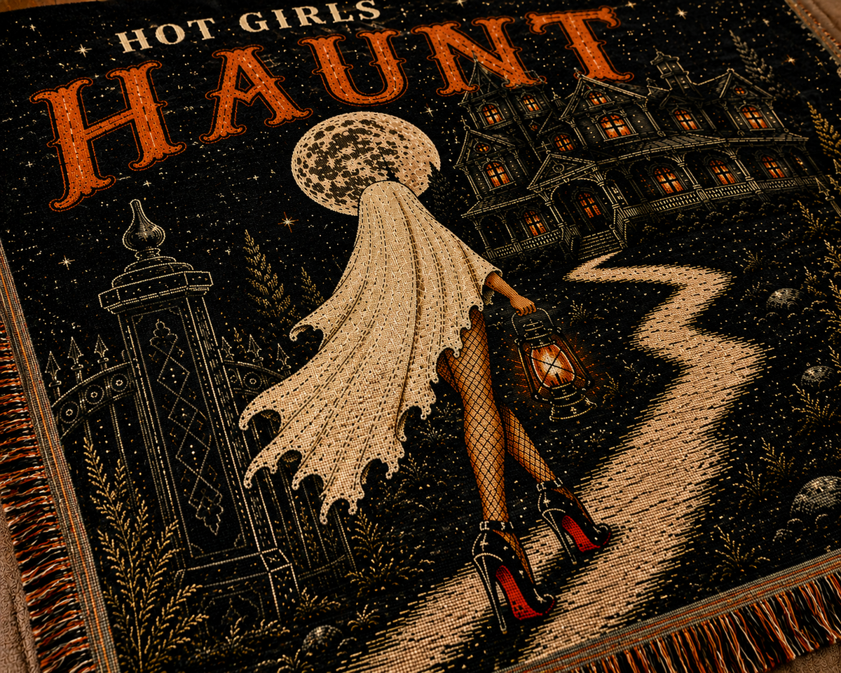 Hot Girls Haunt Woven Throw Blanket – Golden