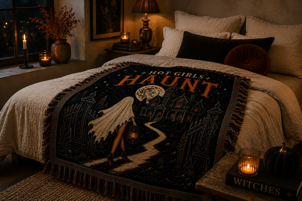 Hot Girls Haunt Woven Throw Blanket – Bronze