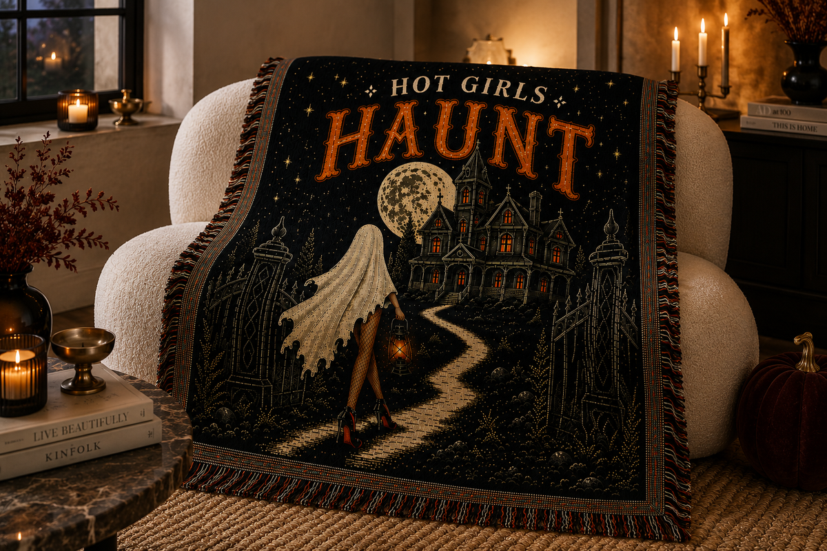 Hot Girls Haunt Woven Throw Blanket – Bronze