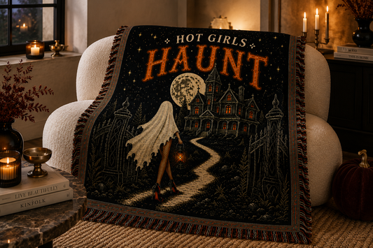 Hot Girls Haunt Woven Throw Blanket – Bronze