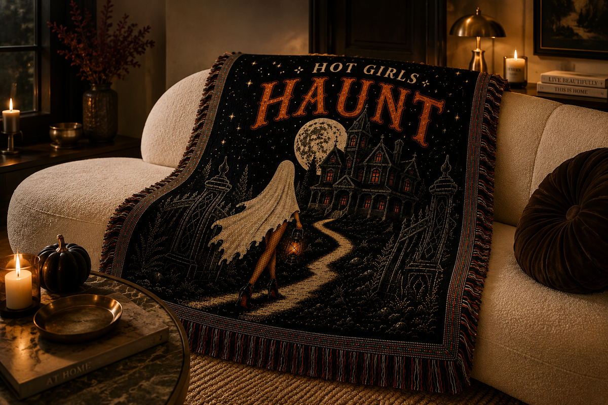 Hot Girls Haunt Woven Throw Blanket – Bronze