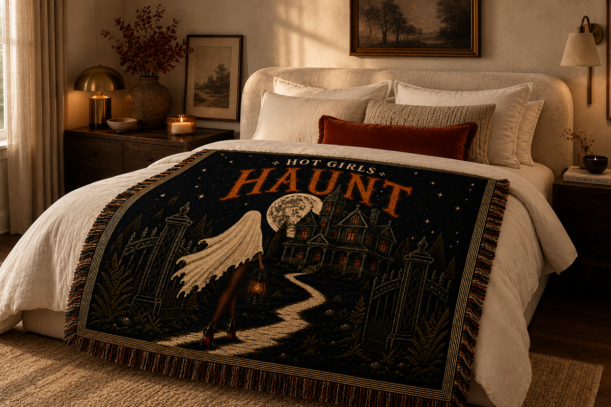 Hot Girls Haunt Woven Throw Blanket – Deep