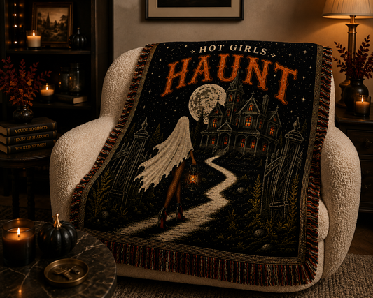 Hot Girls Haunt Woven Throw Blanket – Deep